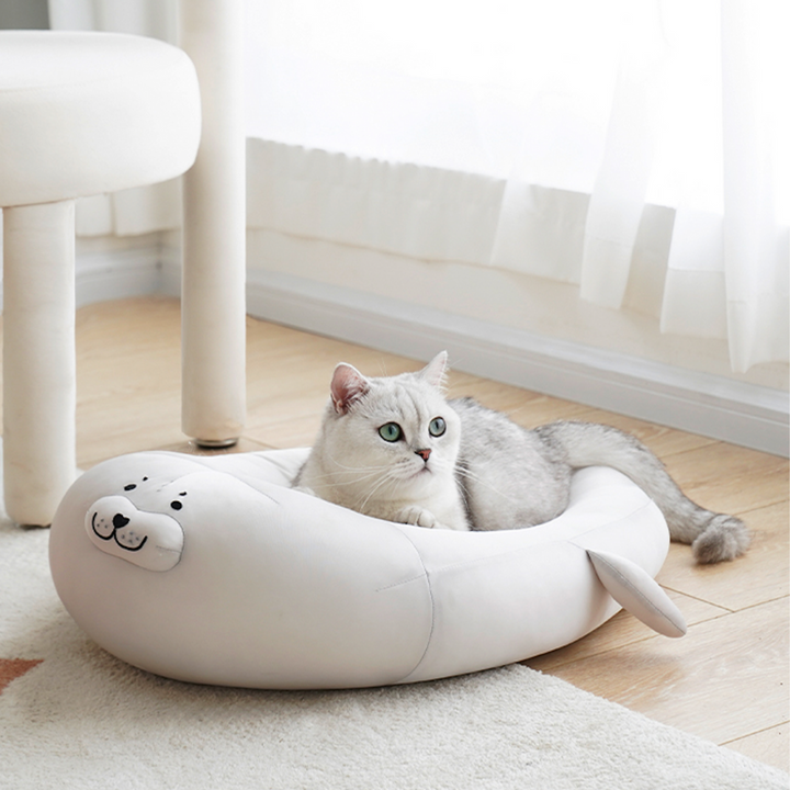 Seal Design Neck Protected Summer Stuffed Cat & Dog Bed