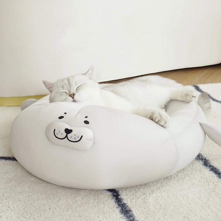 Seal Design Neck Protected Summer Stuffed Cat & Dog Bed