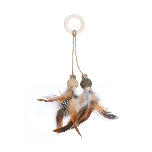 Cat Toy with Silvervine Balls and Natural Feather