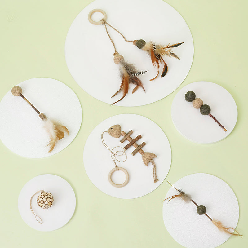 Cat Toy with Silvervine Balls and Natural Feather