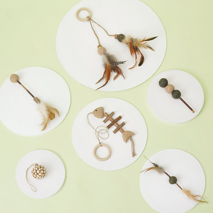 Cat Toy with Silvervine Balls and Natural Feather