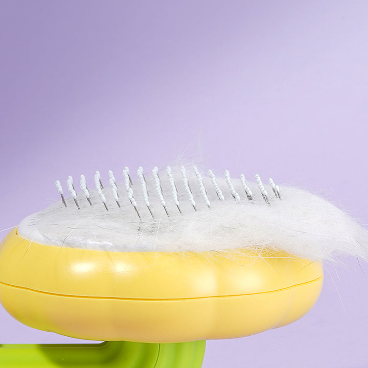 Sunflower Design Grooming Cat and Dog Deshedder Comb with Button