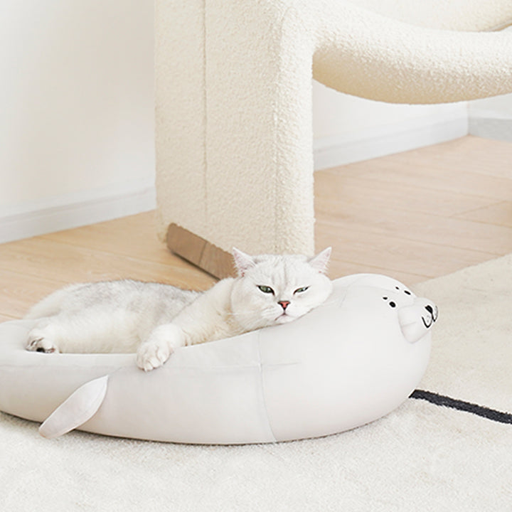 Seal Design Neck Protected Summer Stuffed Cat & Dog Bed