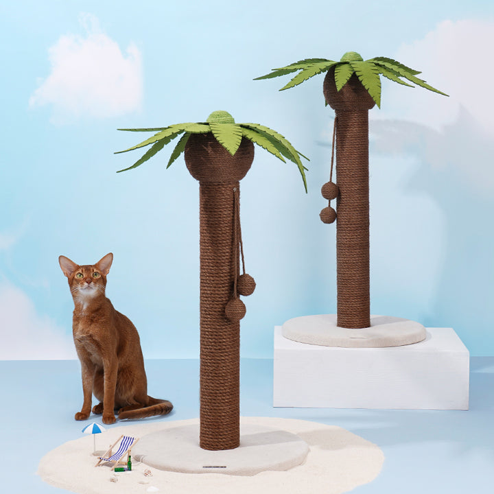 Coconut Tree Cat Scratching Post with Dangling Balls