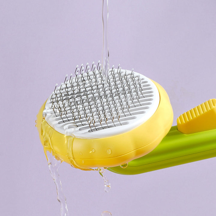 Sunflower Design Grooming Cat and Dog Deshedder Comb with Button