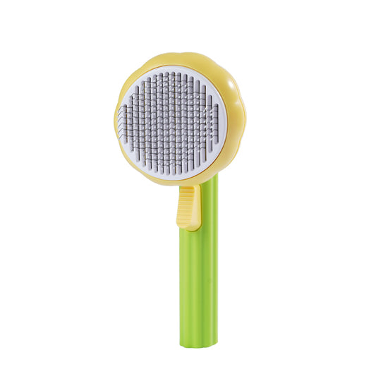 Sunflower Design Grooming Cat and Dog Deshedder Comb with Button
