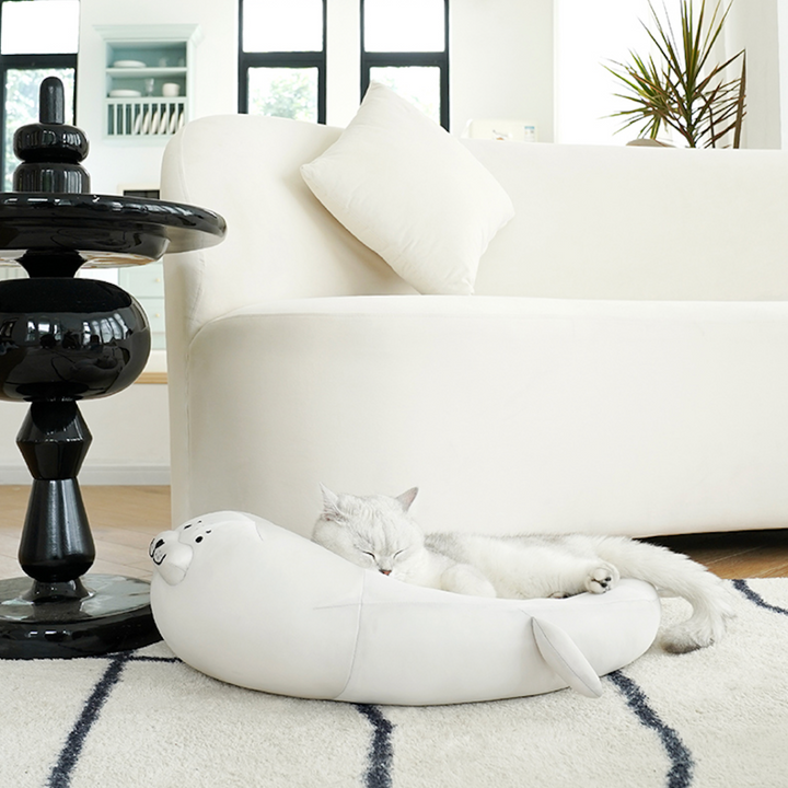 Seal Design Neck Protected Summer Stuffed Cat & Dog Bed