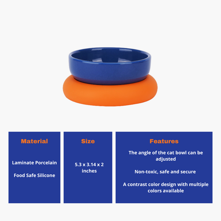 Raised Modern Porcelain Cat & Dog Bowl