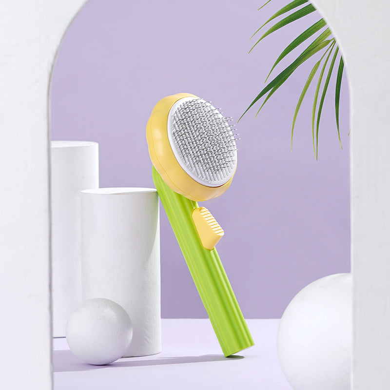 Sunflower Design Grooming Cat and Dog Deshedder Comb with Button